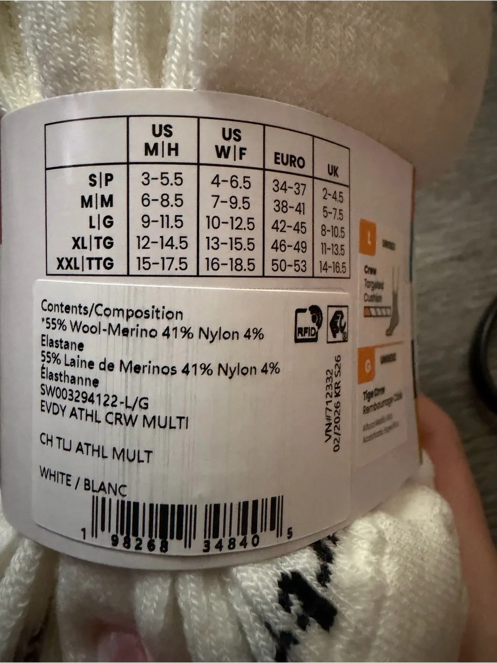 NWT Smartwool Everyday Athletic Crew Socks